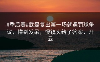 #季后赛#武磊复出第一场就遇罚球争议，懵到发呆，慢镜头给了答案，开云