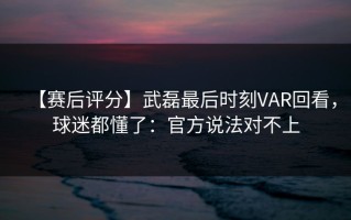 【赛后评分】武磊最后时刻VAR回看，球迷都懂了：官方说法对不上
