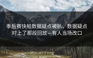 季后赛快船数据疑点被扒，数据疑点对上了那段回放—有人当场改口