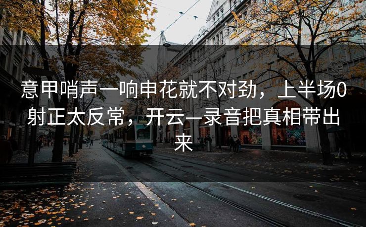 意甲哨声一响申花就不对劲，上半场0射正太反常，开云—录音把真相带出来-第1张图片-开云体育Kaiyunapp下载 - 官方正版