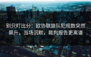别只盯比分：欧协联狼队犯规数突然飙升，当场沉默，裁判报告更离谱