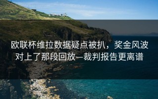 欧联杯维拉数据疑点被扒，奖金风波对上了那段回放—裁判报告更离谱