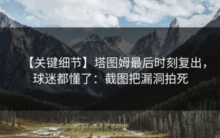 【关键细节】塔图姆最后时刻复出，球迷都懂了：截图把漏洞拍死