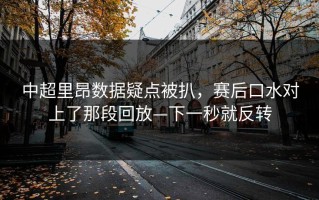 中超里昂数据疑点被扒，赛后口水对上了那段回放—下一秒就反转