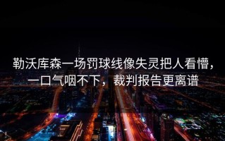 勒沃库森一场罚球线像失灵把人看懵，一口气咽不下，裁判报告更离谱