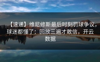 【速递】维尼修斯最后时刻罚球争议，球迷都懂了：回放三遍才敢信，开云数据