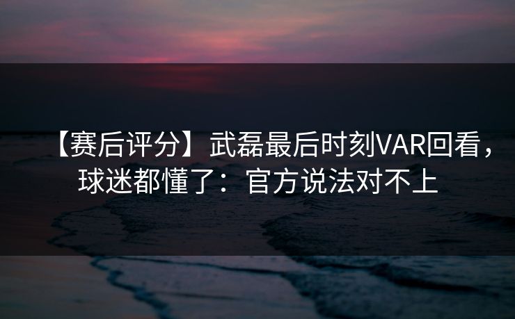 【赛后评分】武磊最后时刻VAR回看，球迷都懂了：官方说法对不上